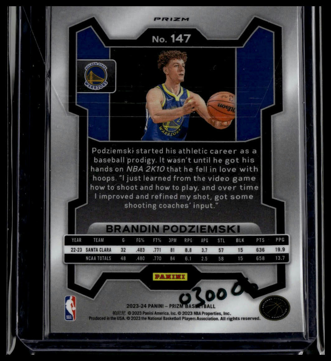 2023-24 Panini Prizm #147 Brandin Podziemski Prizms Green