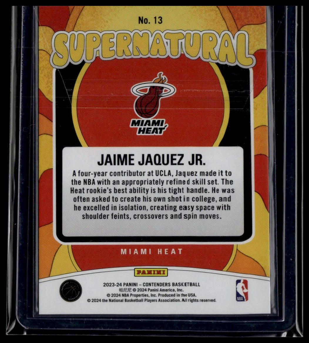 2023-24 Panini Contenders #13 Jaime Jaquez Jr. Supernatural