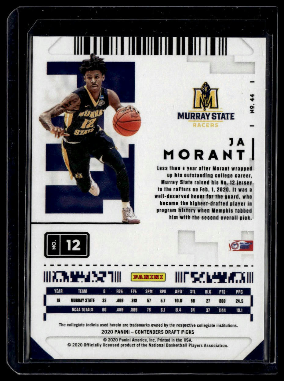 2020 Panini Contenders Draft Picks #44 Ja Morant Conference Finals Ticket #/75