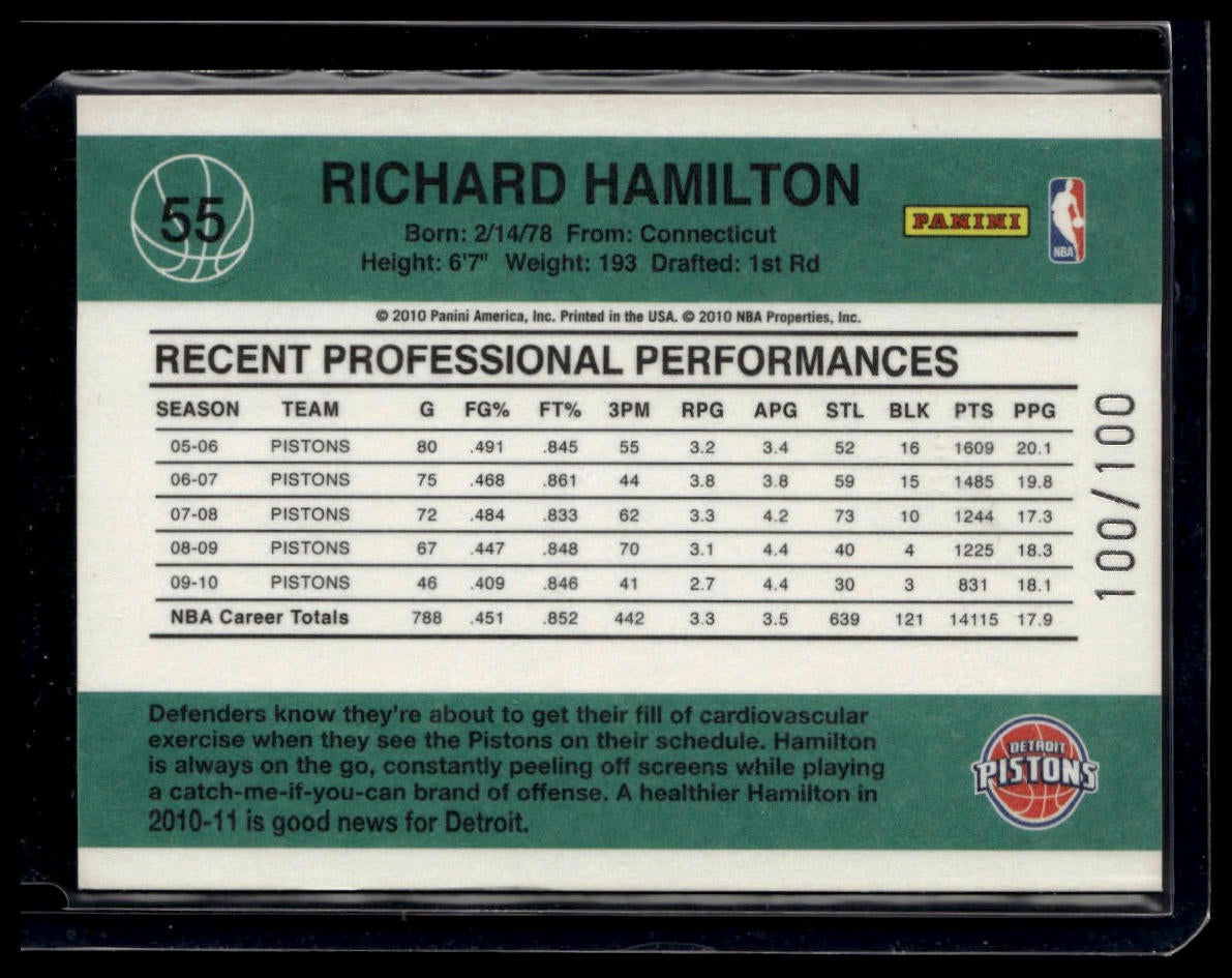2010-11 Donruss #55 Richard Hamilton Press Proof #/100