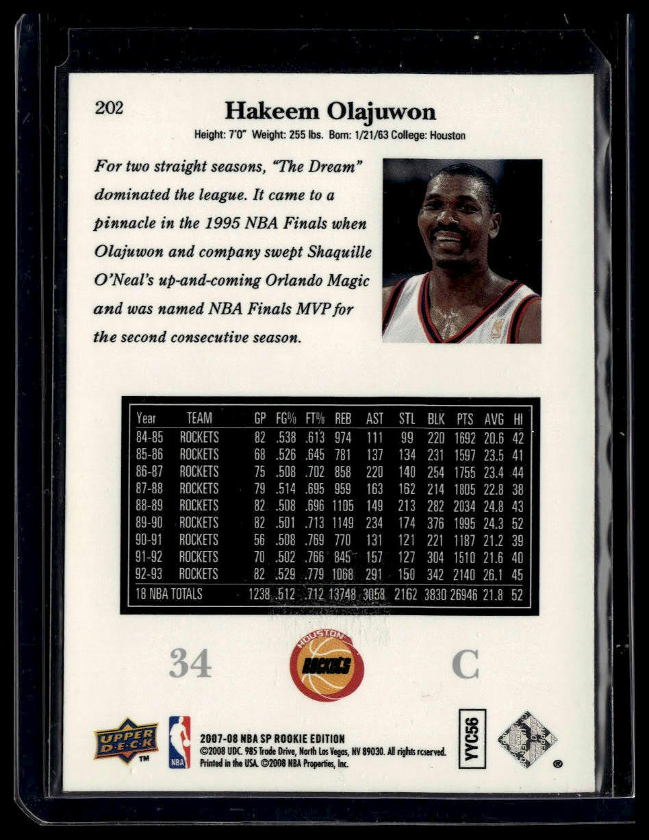 2007-08 SP Rookie Edition #202 Hakeem Olajuwon