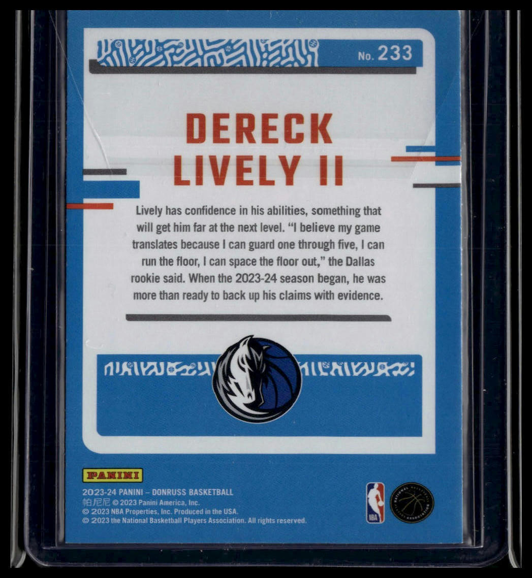 2023-24 Donruss #233 Dereck Lively II Choice