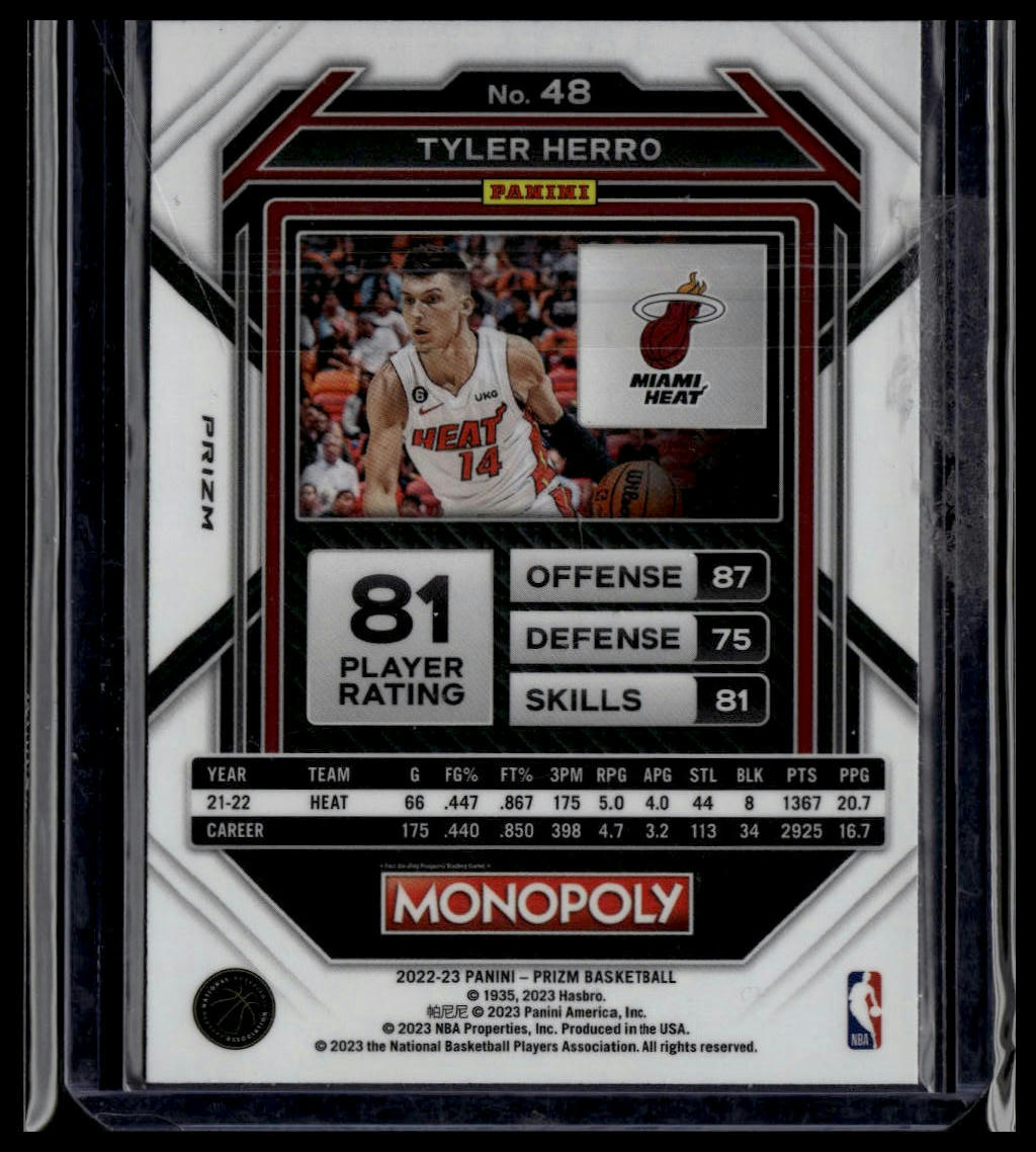 2022-23 Panini Prizm Monopoly #48 Tyler Herro Free Parking