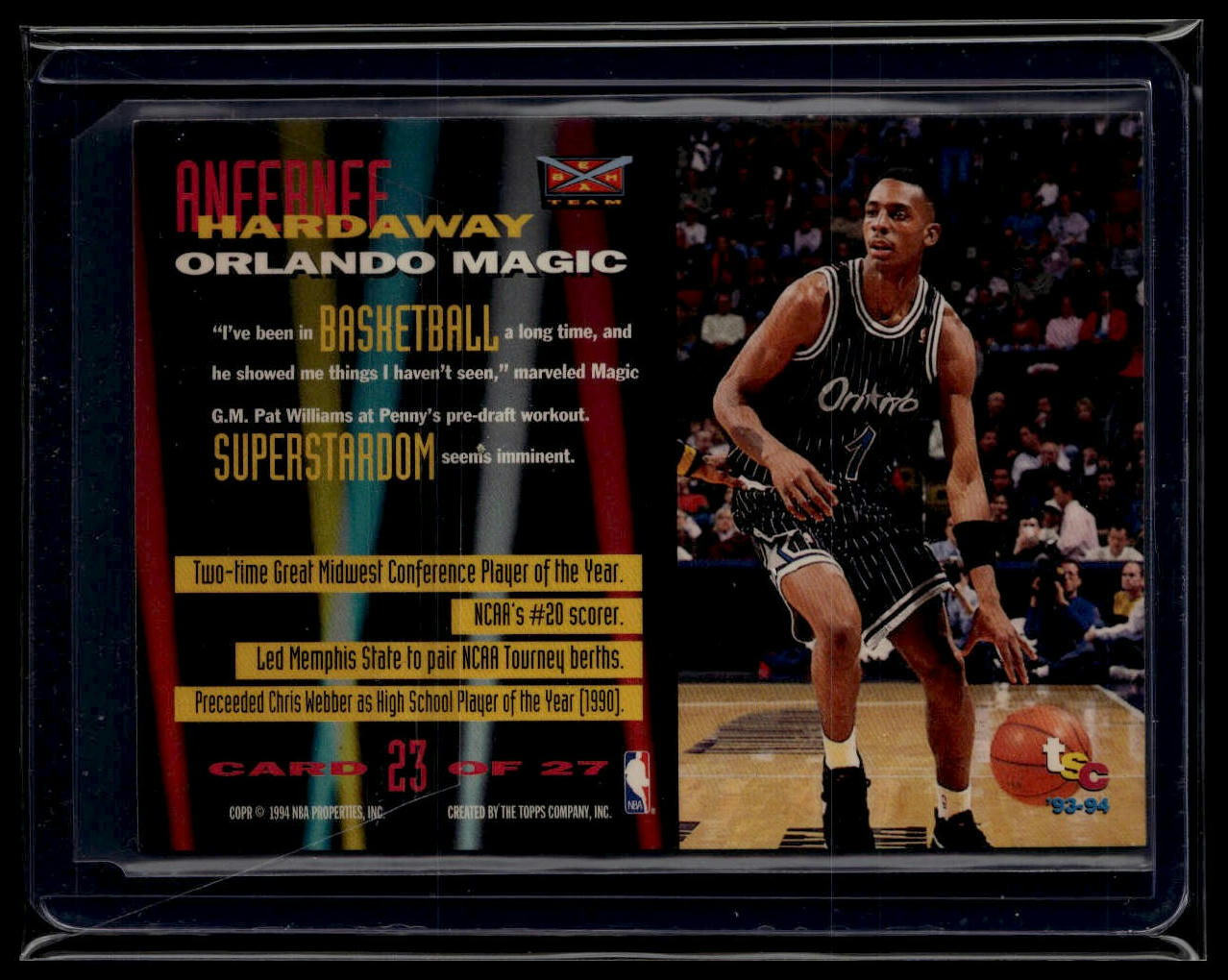 1993-94 Stadium Club #23 Anfernee Hardaway Beam Team