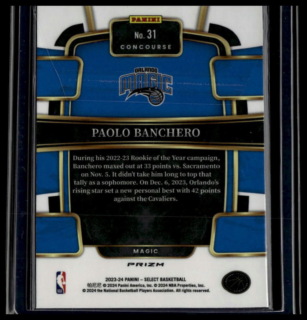 2023-24 Panini Select #31 Paolo Banchero Tectonic Prizms