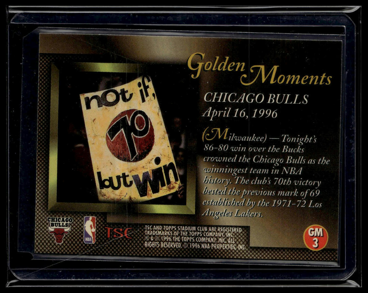 1996-97 Stadium Club #GM3 Chicago Bulls Member's Only Golden Moments