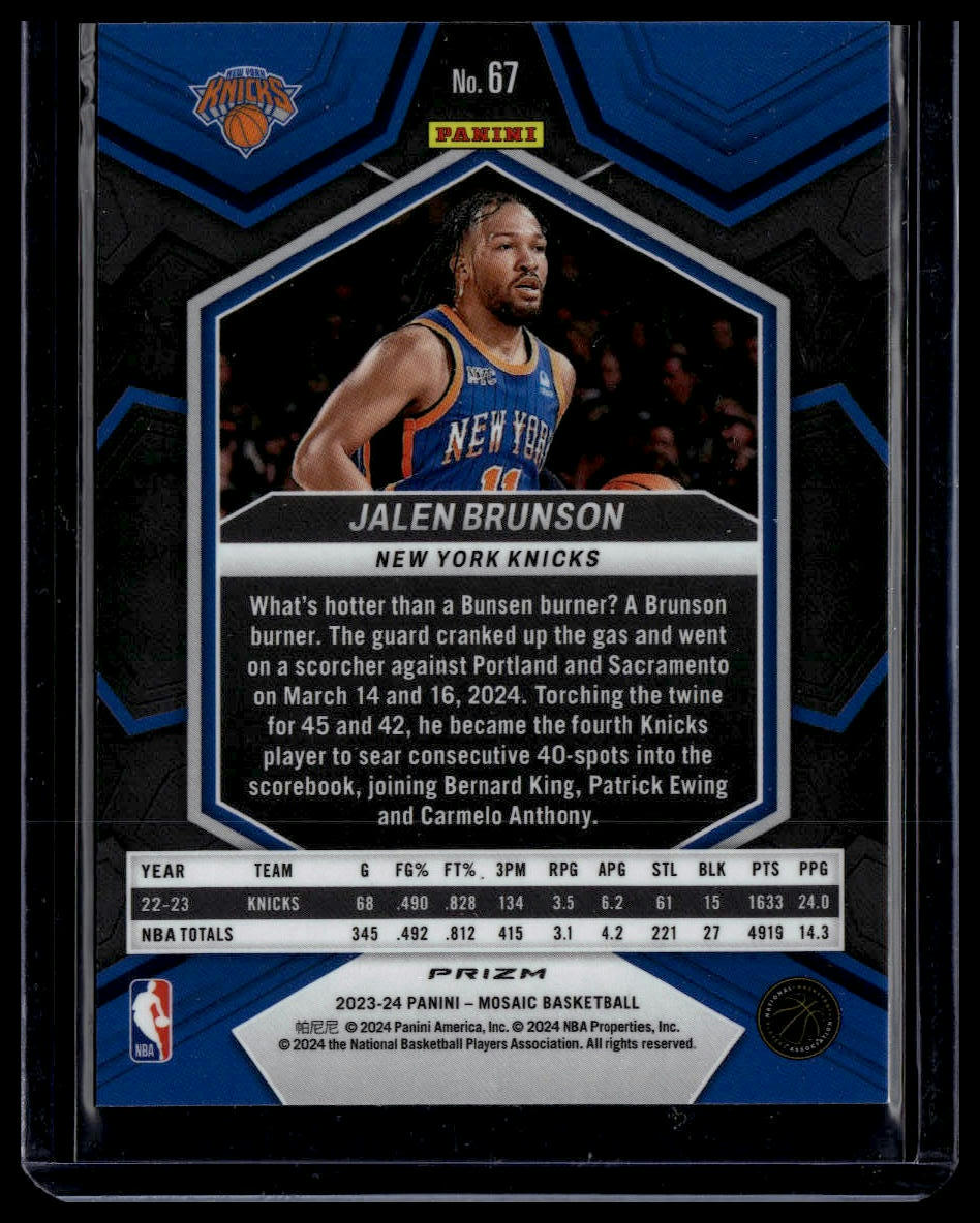 2023-24 Panini Mosaic #67 Jalen Brunson Reactive Yellow