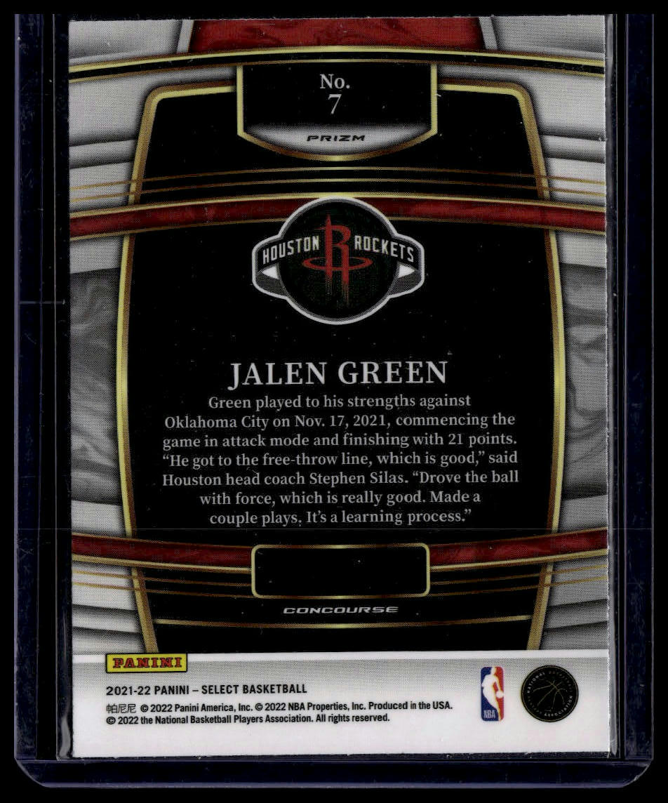 2021-22 Panini Select #7 Jalen Green Green White Purple Prizms
