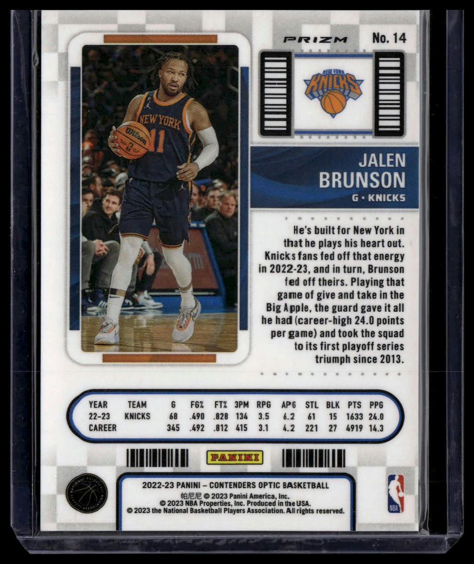 2022-23 Panini Contenders Optic #14 Jalen Brunson Red