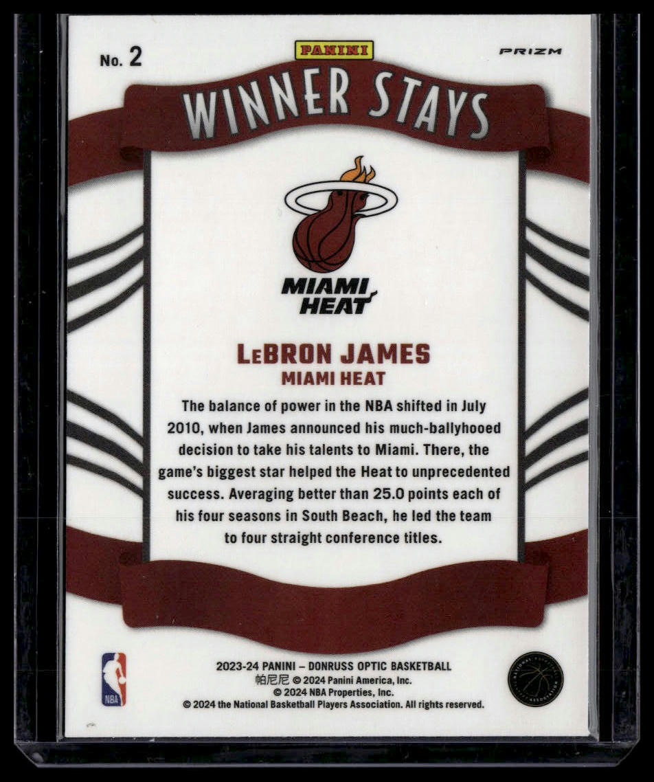 2023-24 Donruss Optic #2 LeBron James Winner Stays Holo