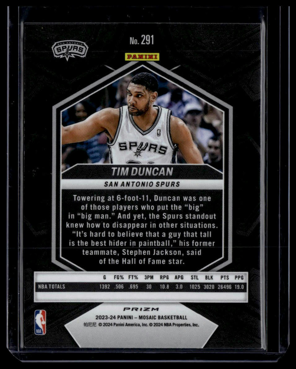 2023-24 Panini Mosaic #291 Tim Duncan Green