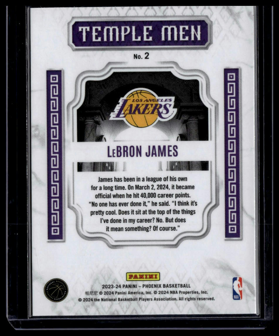 2023-24 Panini Phoenix #2 LeBron James Temple Men Phoenix Teal Lazer