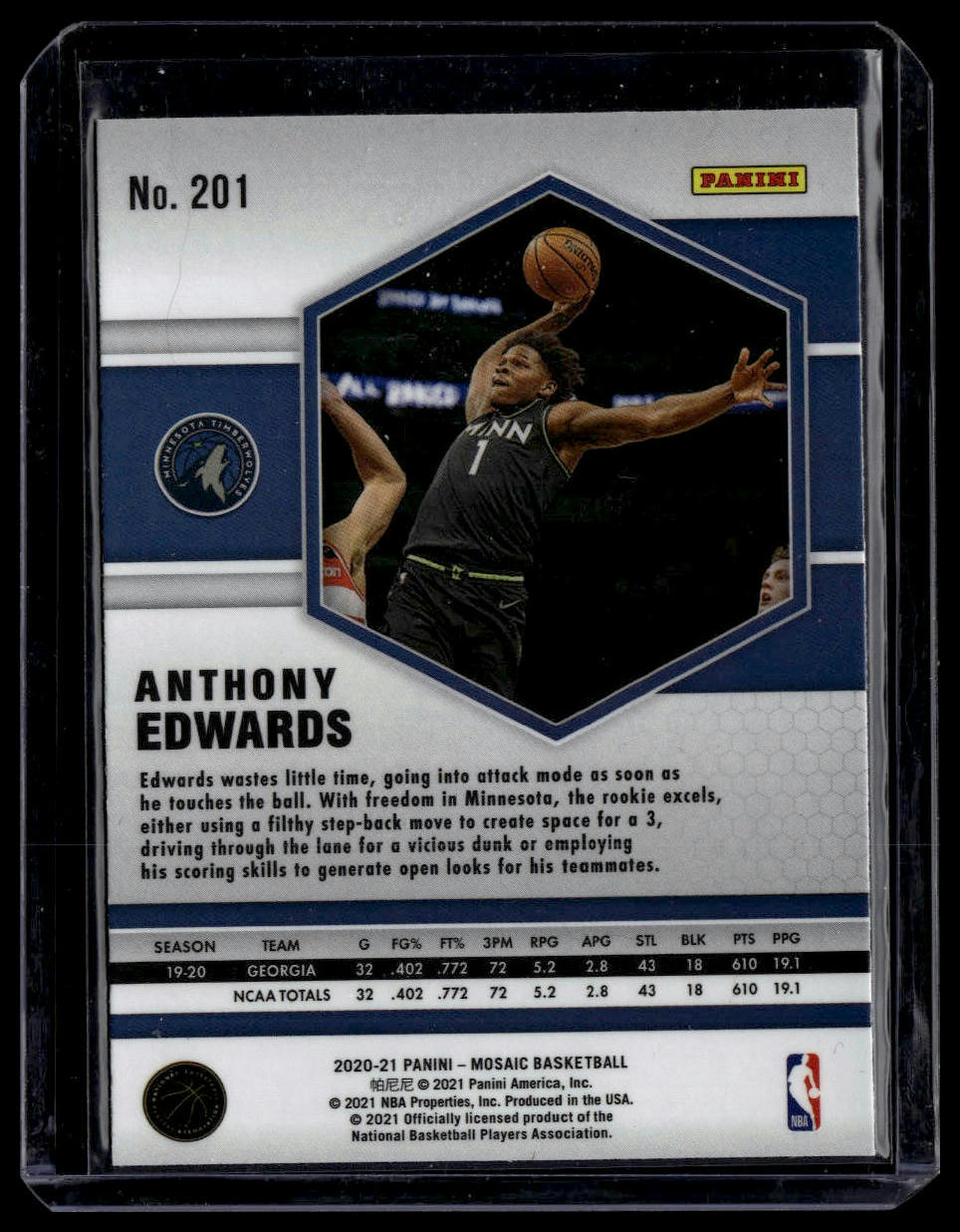 2020-21 Panini Mosaic #201 Anthony Edwards