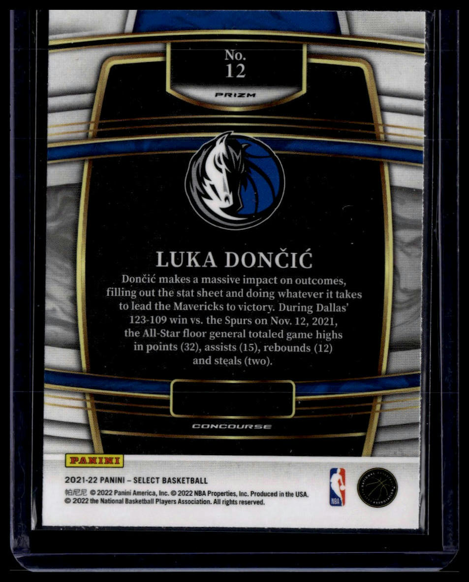 2021-22 Panini Select #12 Luka Doncic Green White Purple Prizms