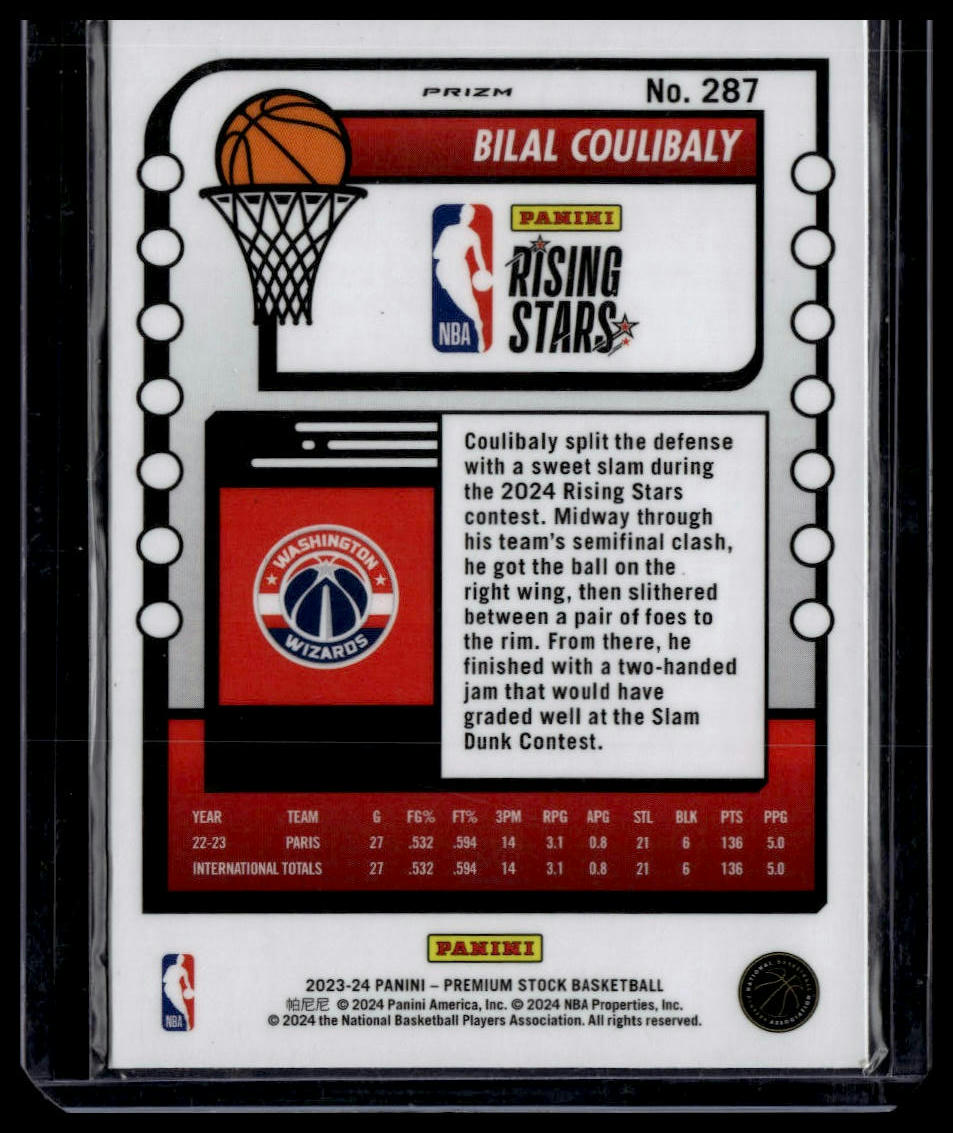 2023-24 Hoops Premium Stock #287 Bilal Coulibaly Seismic Prizm