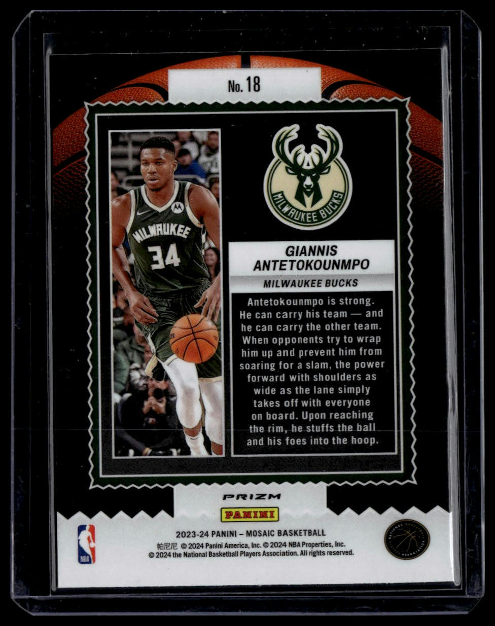 2023-24 Panini Mosaic #18 Giannis Antetokounmpo Jam Masters Mosaic Green