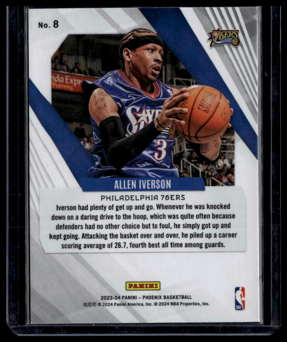 2023-24 Panini Phoenix #8 Allen Iverson Phoenix Blue Ice