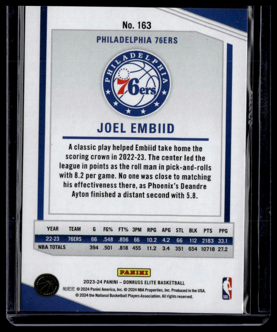 2023-24 Donruss Elite #163 Joel Embiid International Hyper Red #/88
