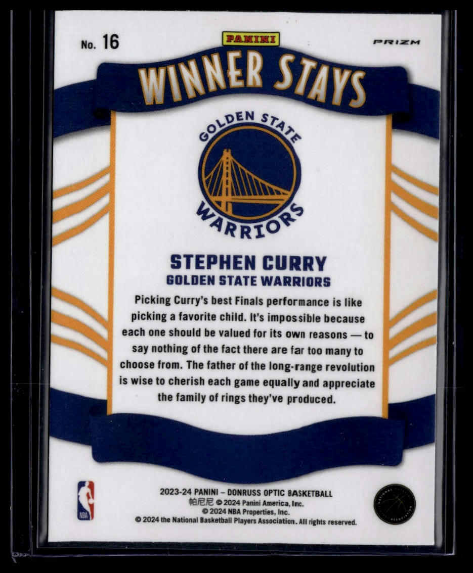 2023-24 Donruss Optic #16 Stephen Curry Winner Stays Holo