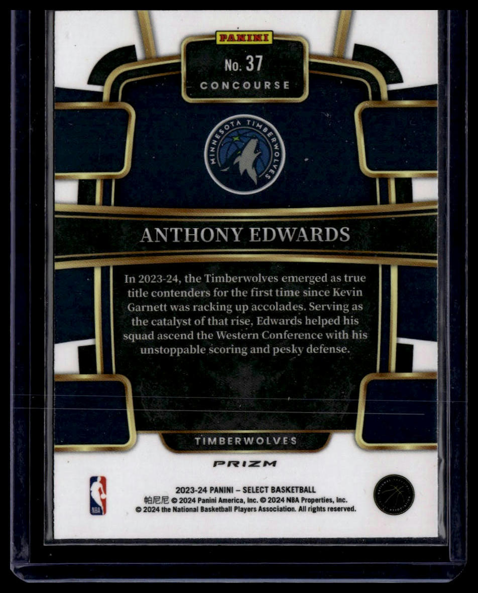 2023-24 Panini Select #37 Anthony Edwards Green White Purple Prizms