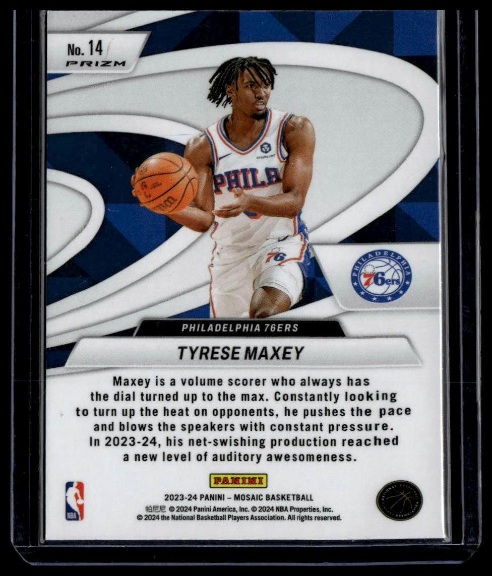 2023-24 Panini Mosaic #14 Tyrese Maxey Give and Go Mosaic Green