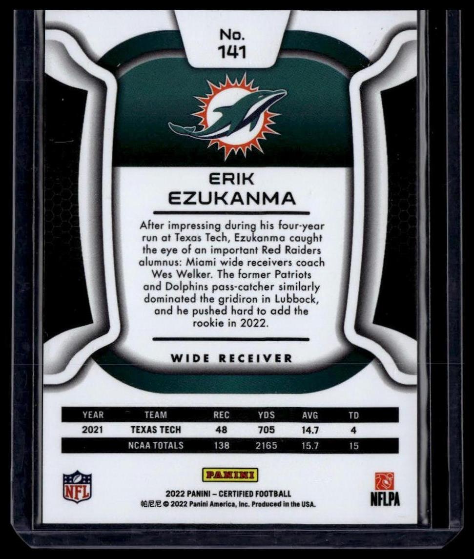 2022 Panini Certified #141 Erik Ezukanma Mirror Gold #/25