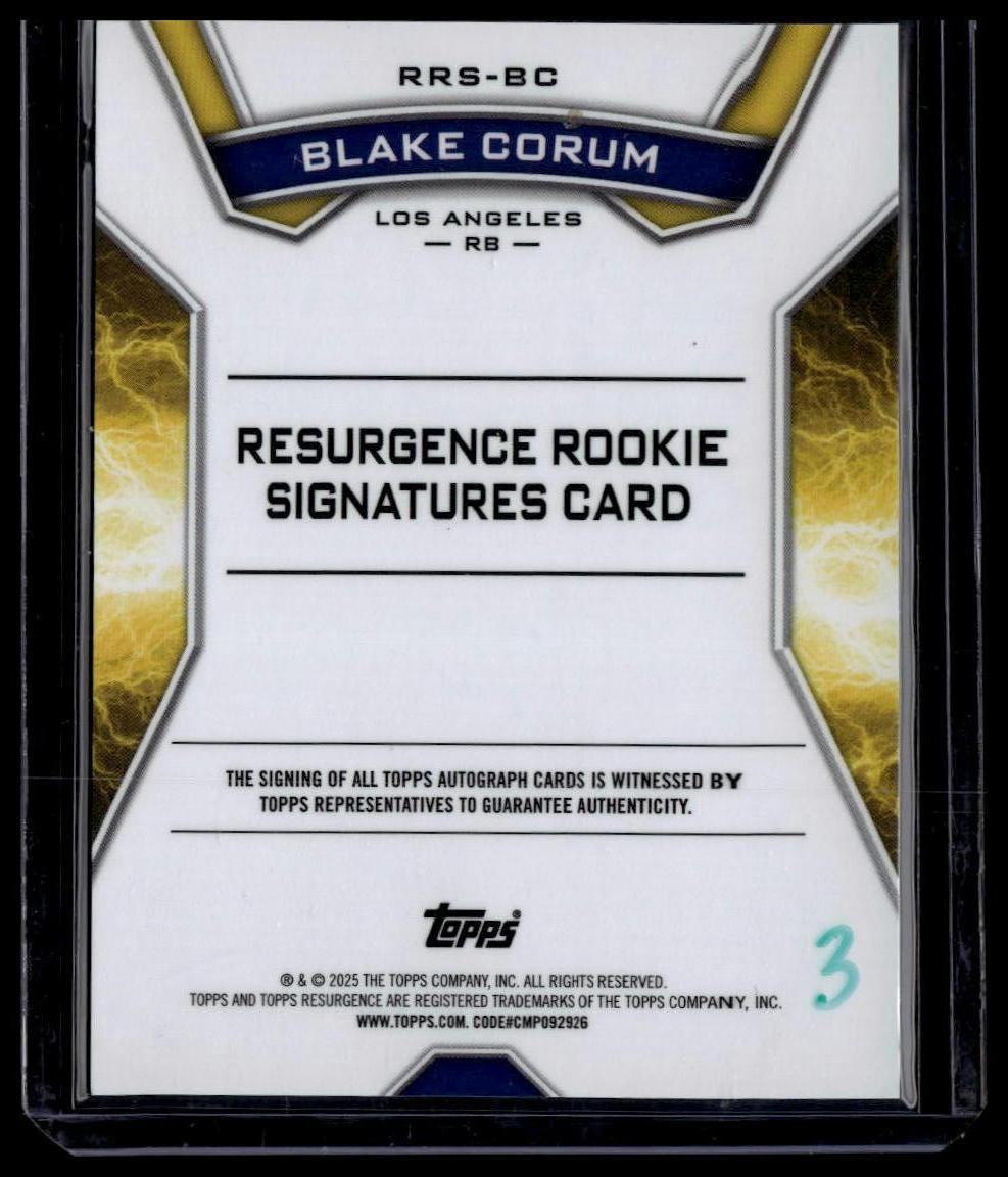 2024 Topps Resurgence Blake Corum Resurgence Rookie Signatures Aqua Surge #/249