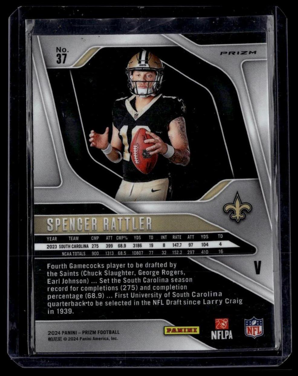 2024 Panini Prizm #37 Spencer Rattler Rookie Variations Silver Prizm