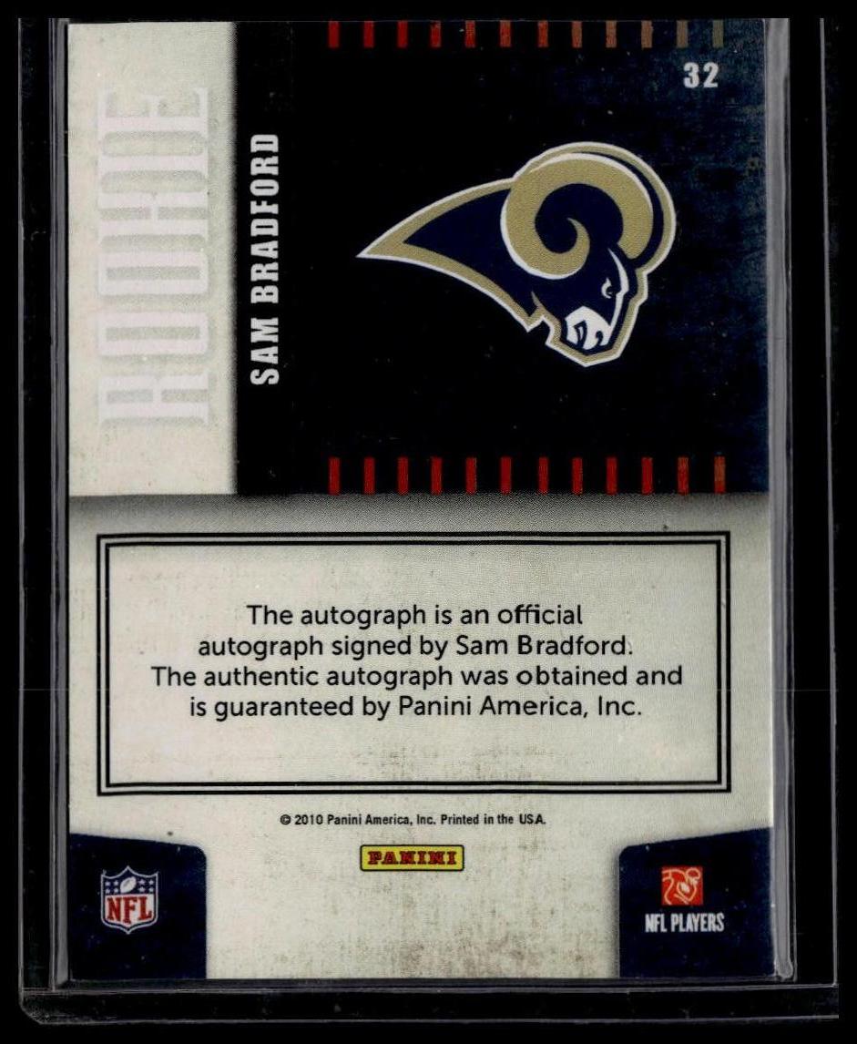2010 Donruss Elite #32 Sam Bradford Rookie NFL Shield Autographs
