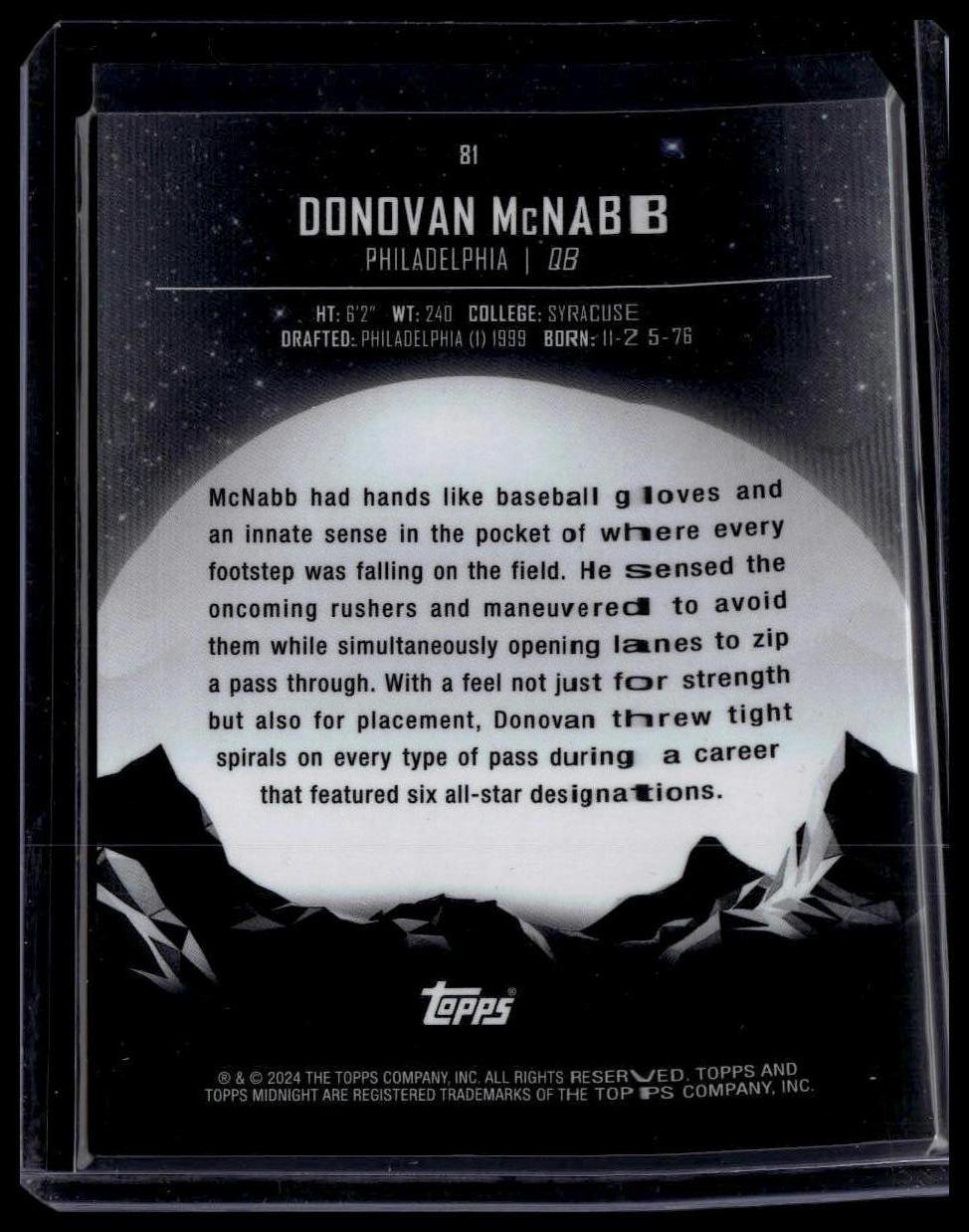 2024 Topps Midnight #81 Donovan McNabb Winter Solstice #/35