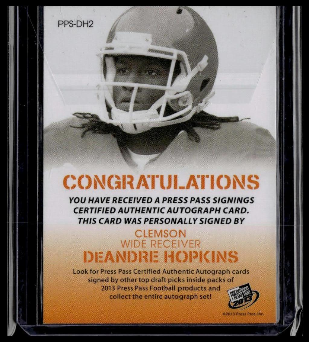 2013 Press Pass #PPS-DH DeAndre Hopkins Autographs Silver
