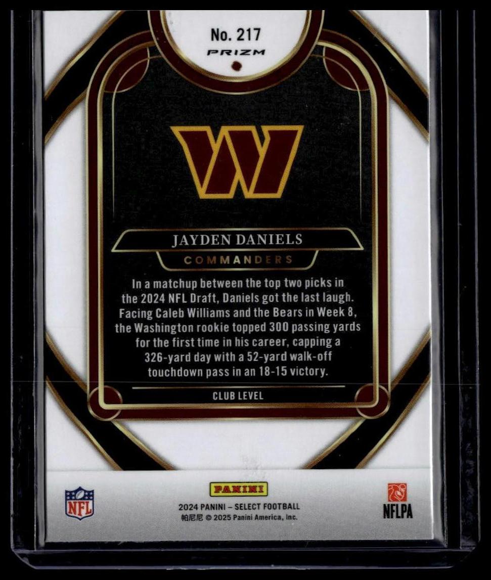 2024 Panini Select #217 Jayden Daniels Green & Yellow Prizm Shock