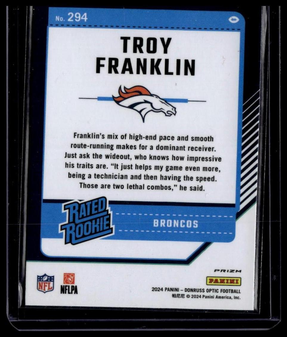 2024 Donruss Optic #294 Troy Franklin Purple Scope