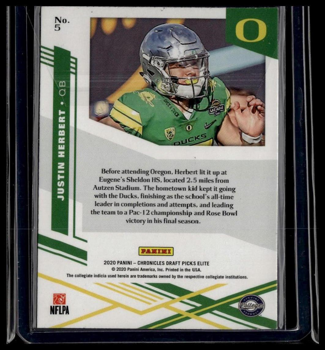2020 Panini Chronicles Draft Picks #5 Justin Herbert Elite Rookies Aspirations