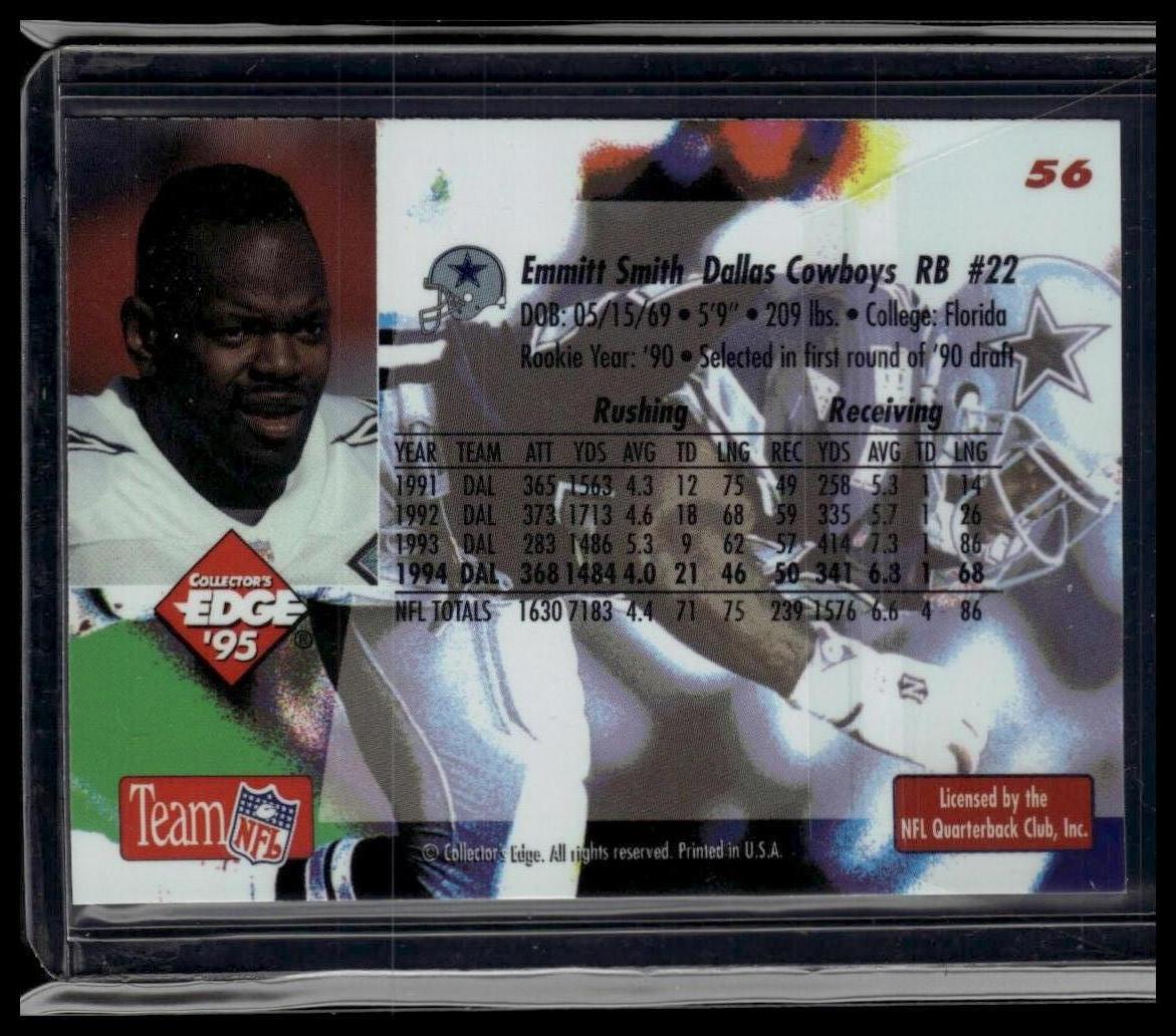 1995 Collector's Edge #56 Emmitt Smith 22K Gold Unnumbered