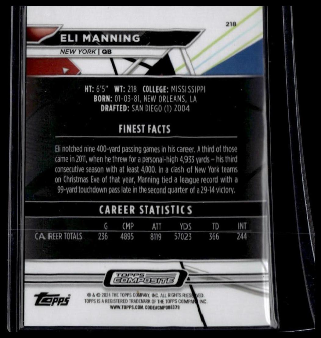 2023 Topps Composite #218 Eli Manning Finest Black/Red Geometric #/15