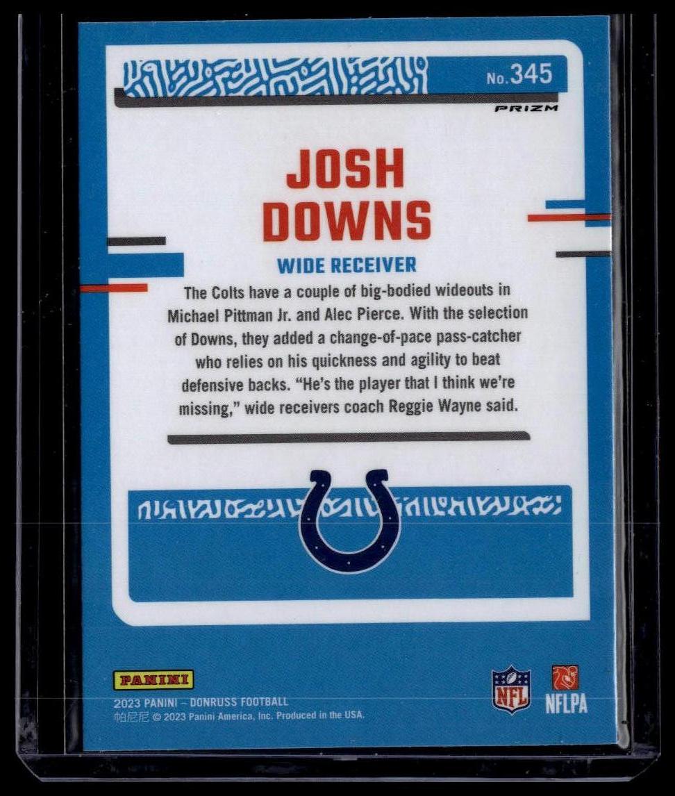 2023 Donruss #345 Josh Downs Optic Rated Rookie Preview Pink Prizm