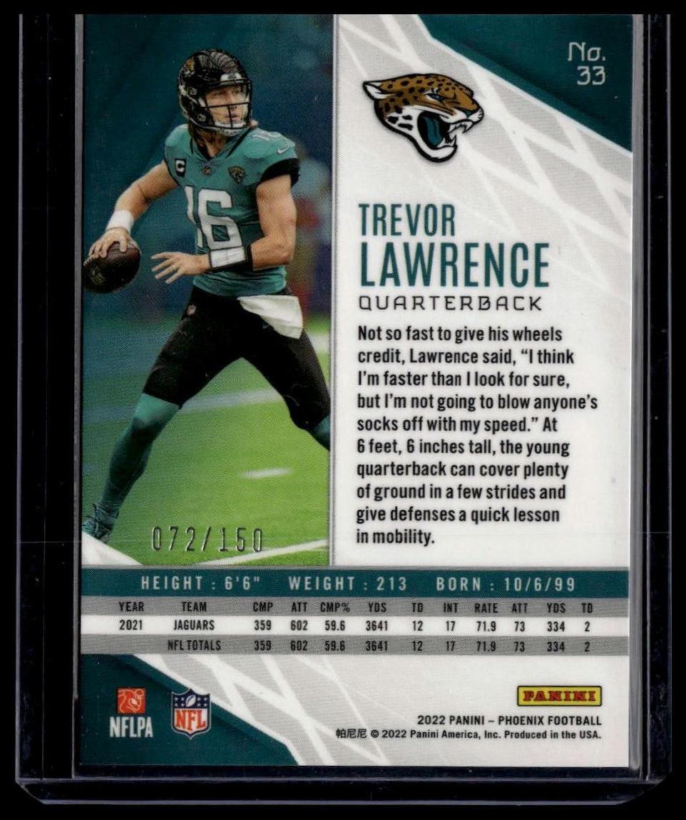 2022 Panini Phoenix #33 Trevor Lawrence Teal #/150