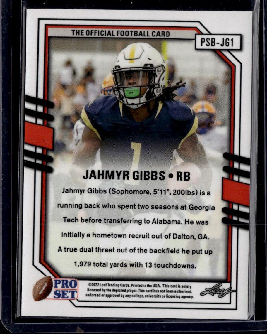 2022 Pro Set Draft #PSB-JG1 Jahmyr Gibbs Base Crystal Black