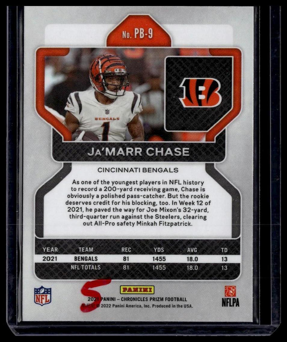 2021 Panini Chronicles #PB-9 Ja'Marr Chase Prizm Black