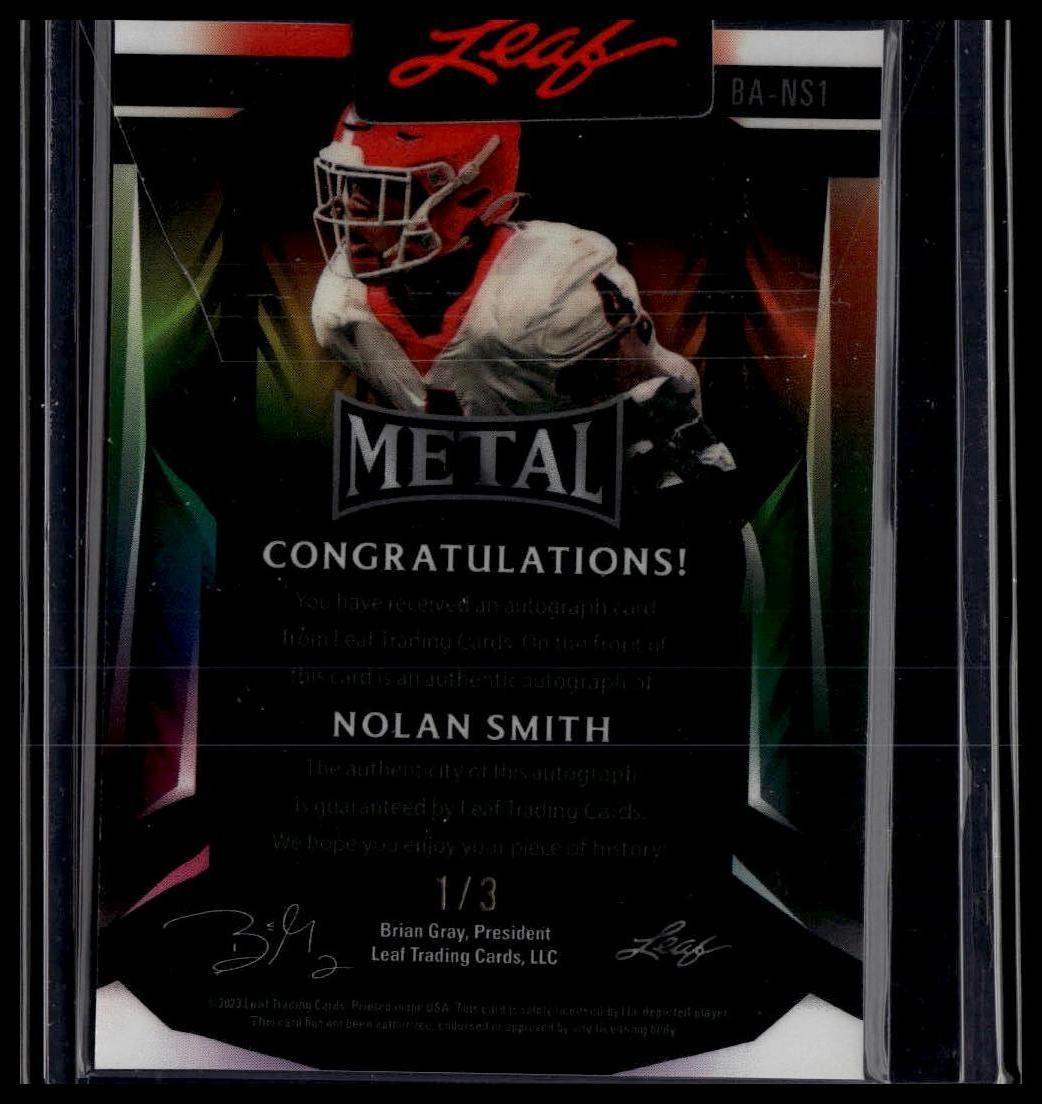 2019 Leaf Metal Autograph AAB Etch Red #BA-NS1 Nolan Smith #/3