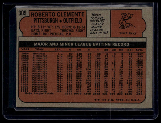 1972 Topps #309 Roberto Clemente