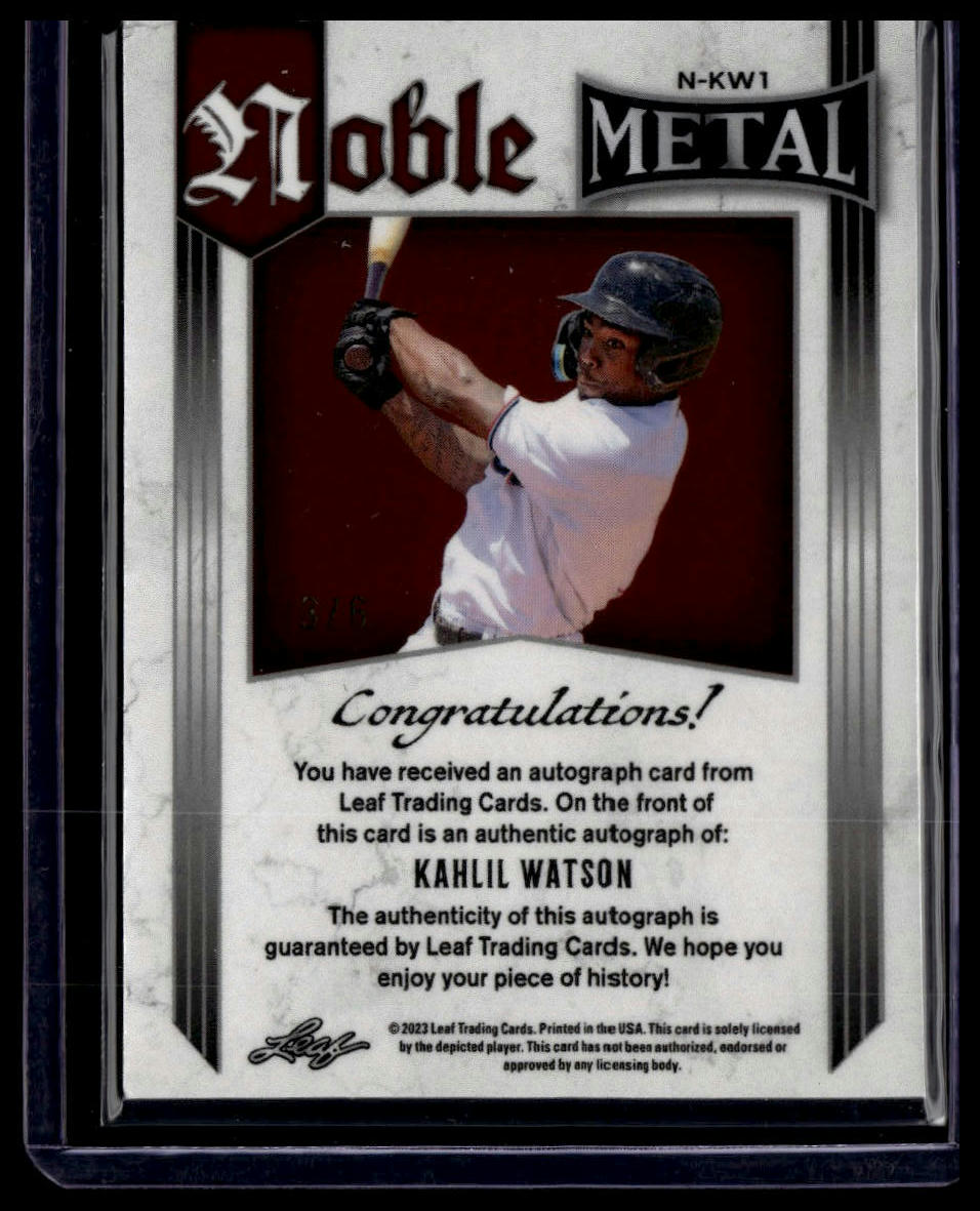 2023 Leaf Metal #N-KW1 Kahlil Watson Noble Autographs Ice