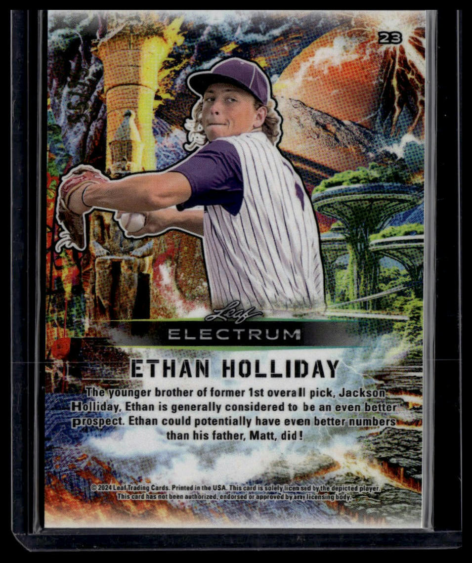 2024 Leaf Electrum #23 Ethan Holliday Silver Board with Tie-Dye Skin #/75