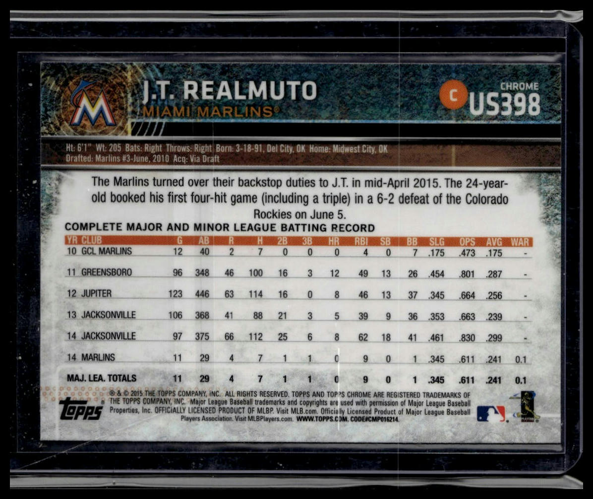 2015 Topps Chrome Update #US398 J.T. Realmuto