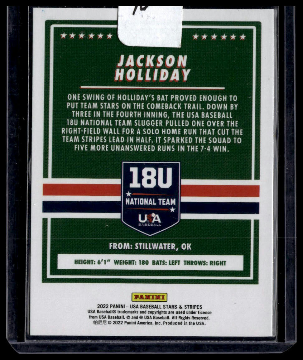 2022 Panini Stars & Stripes USA Baseball #57 Jackson Holliday Longevity