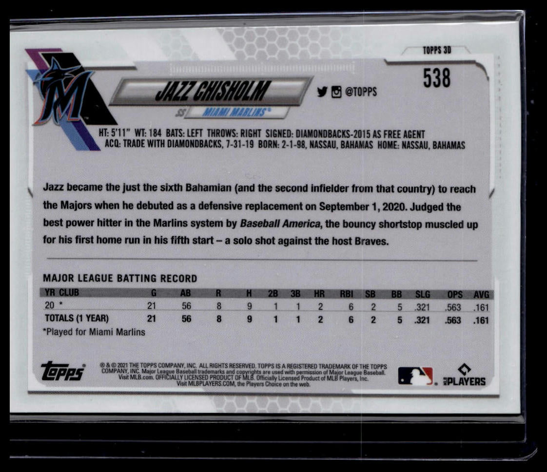 2021 Topps On-Demand Set 6: MLB 3D #538 Jazz Chisholm