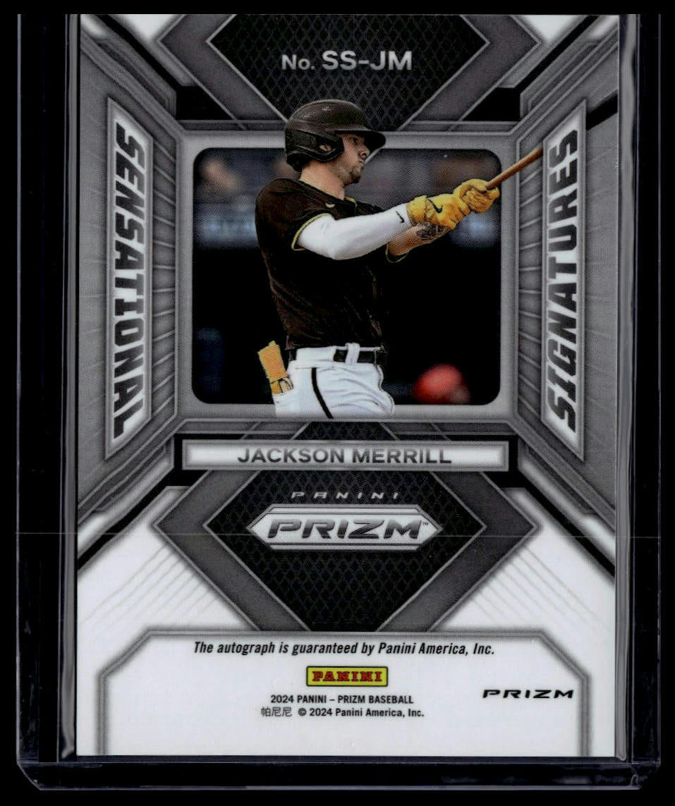 2024 Panini Prizm #SS-JM Jackson Merrill Sensational Signatures Green Prizms