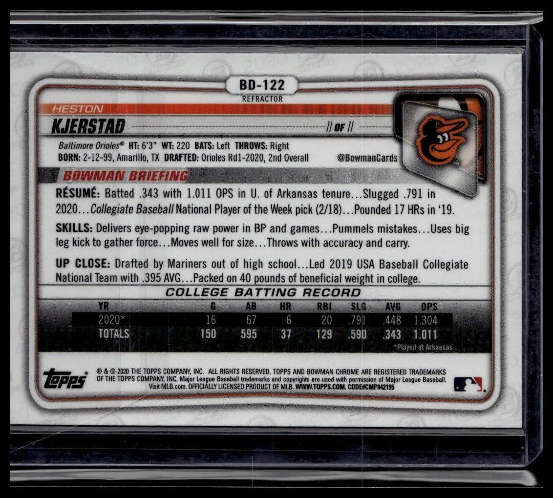 2020 Bowman Draft #BD-122 Heston Kjerstad Chrome Refractor