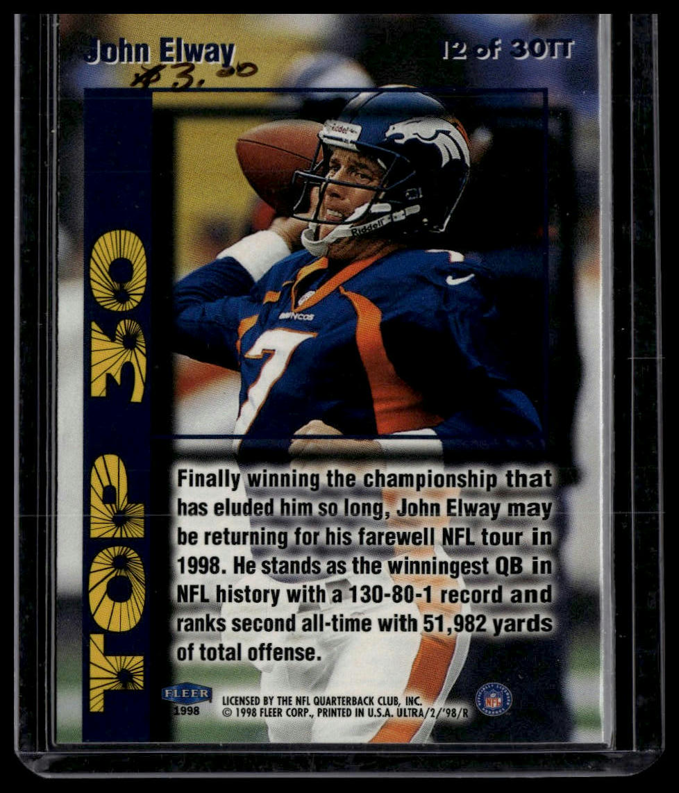 1998 Ultra #12TT John Elway Top 30